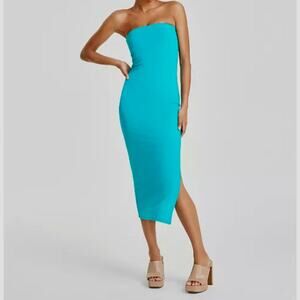 Bar III strapless bodycon side slit midi dress size large